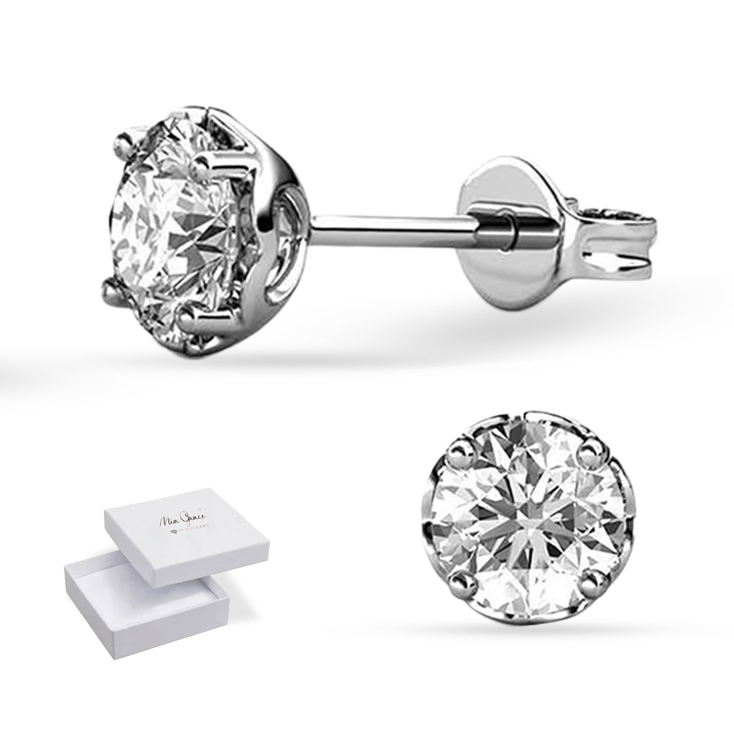 MGJ™ 1ct Moissanite Earrings Studs | 925 Sterling Silver