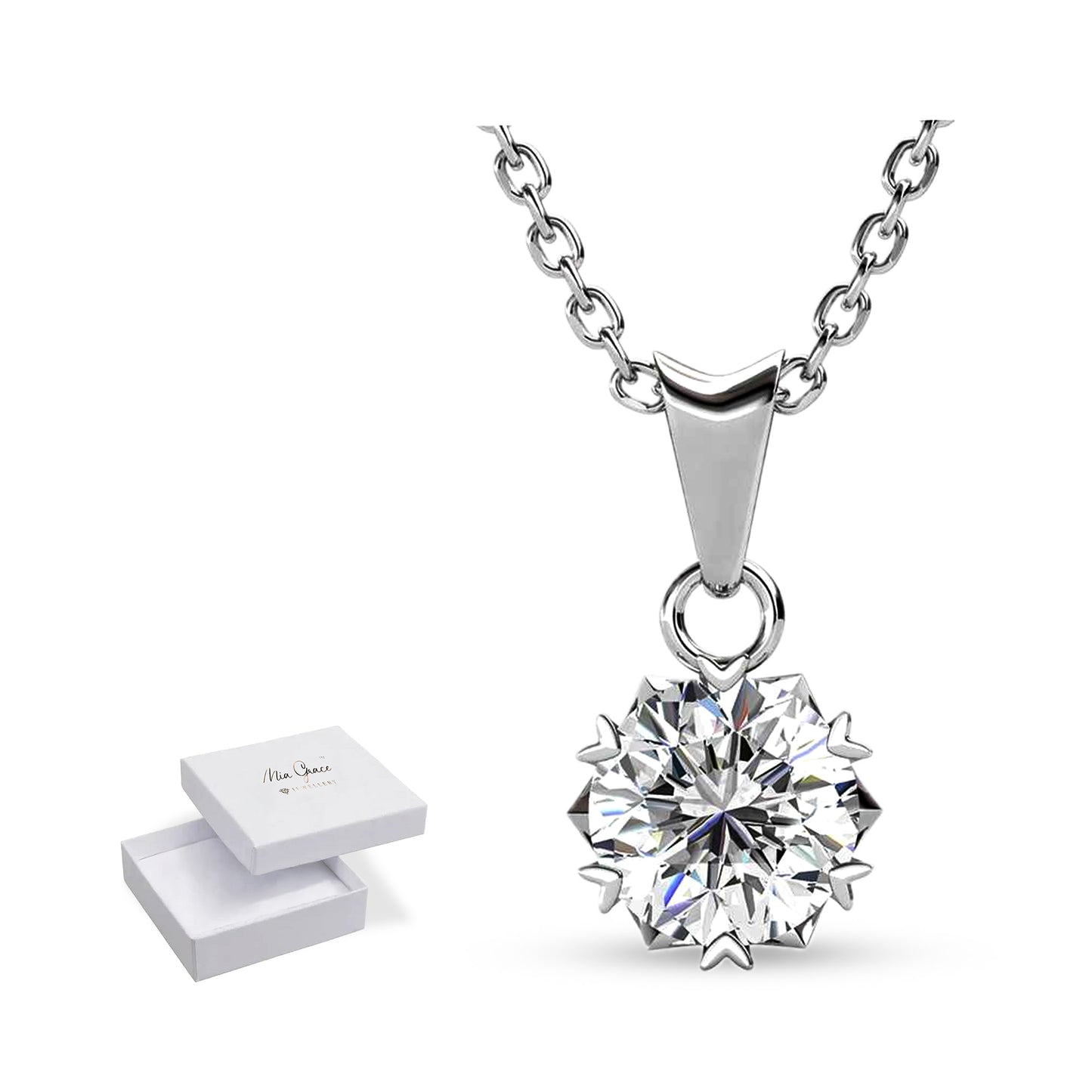 MGJ™ 1ct Moissanite Heart Pendant Necklace | 925 Sterling Silver |