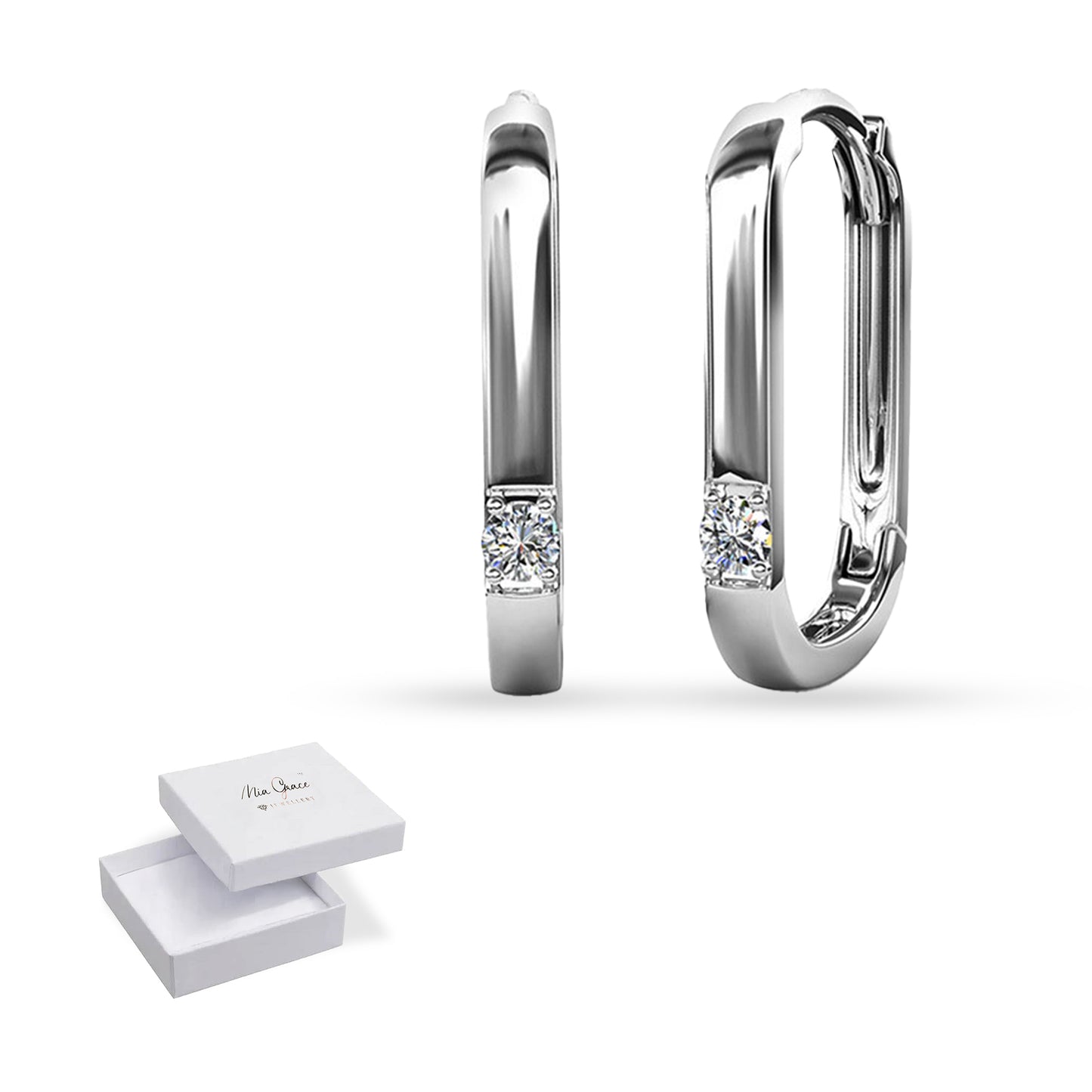 MGJ™ 1ct Moissanite Hoop Earrings | 925 Sterling Silver, VVS1 Clarity ,18K White Gold Plated