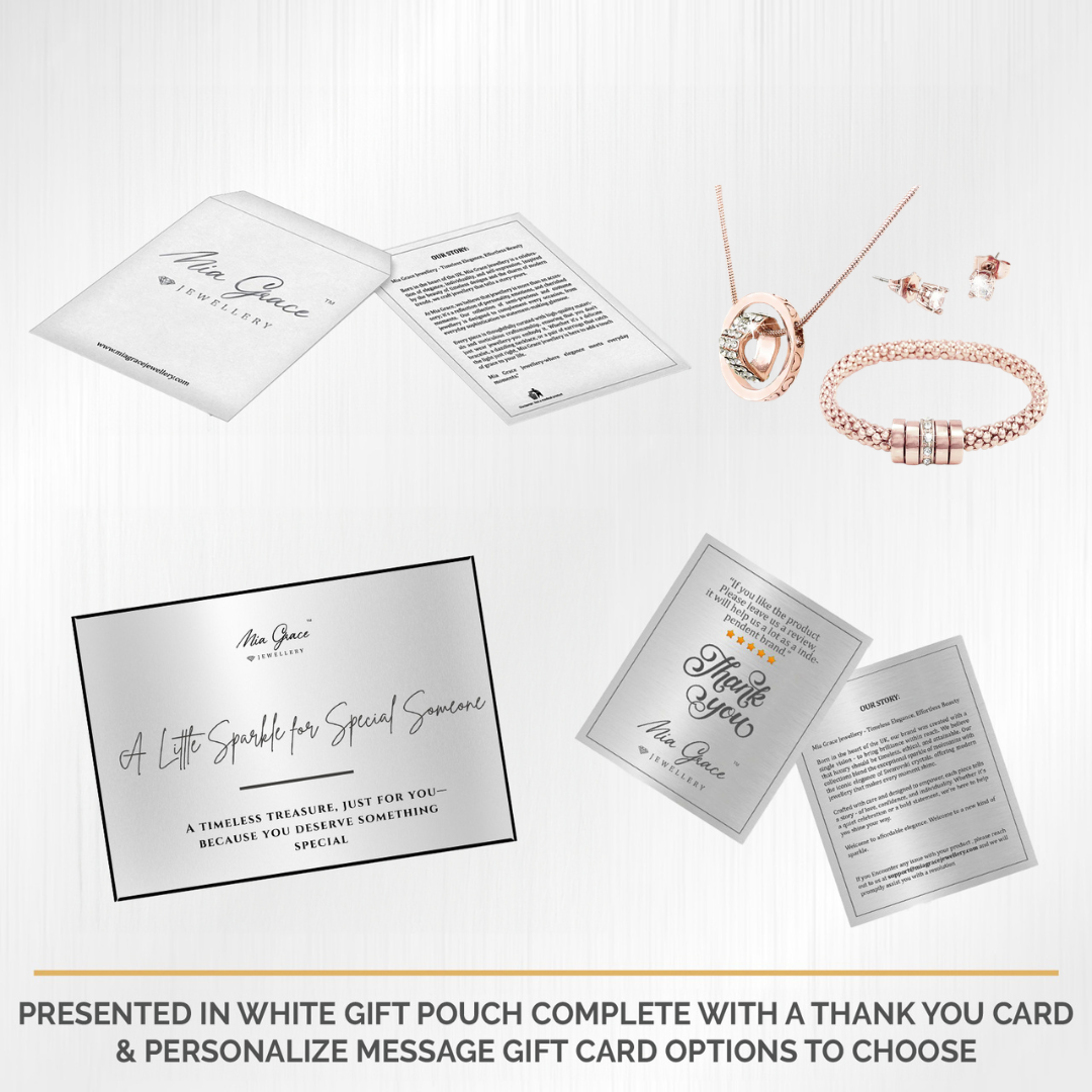 MGJ™ Women Three Piece Crystal Jewellery Set, Silver and Rose Gold,