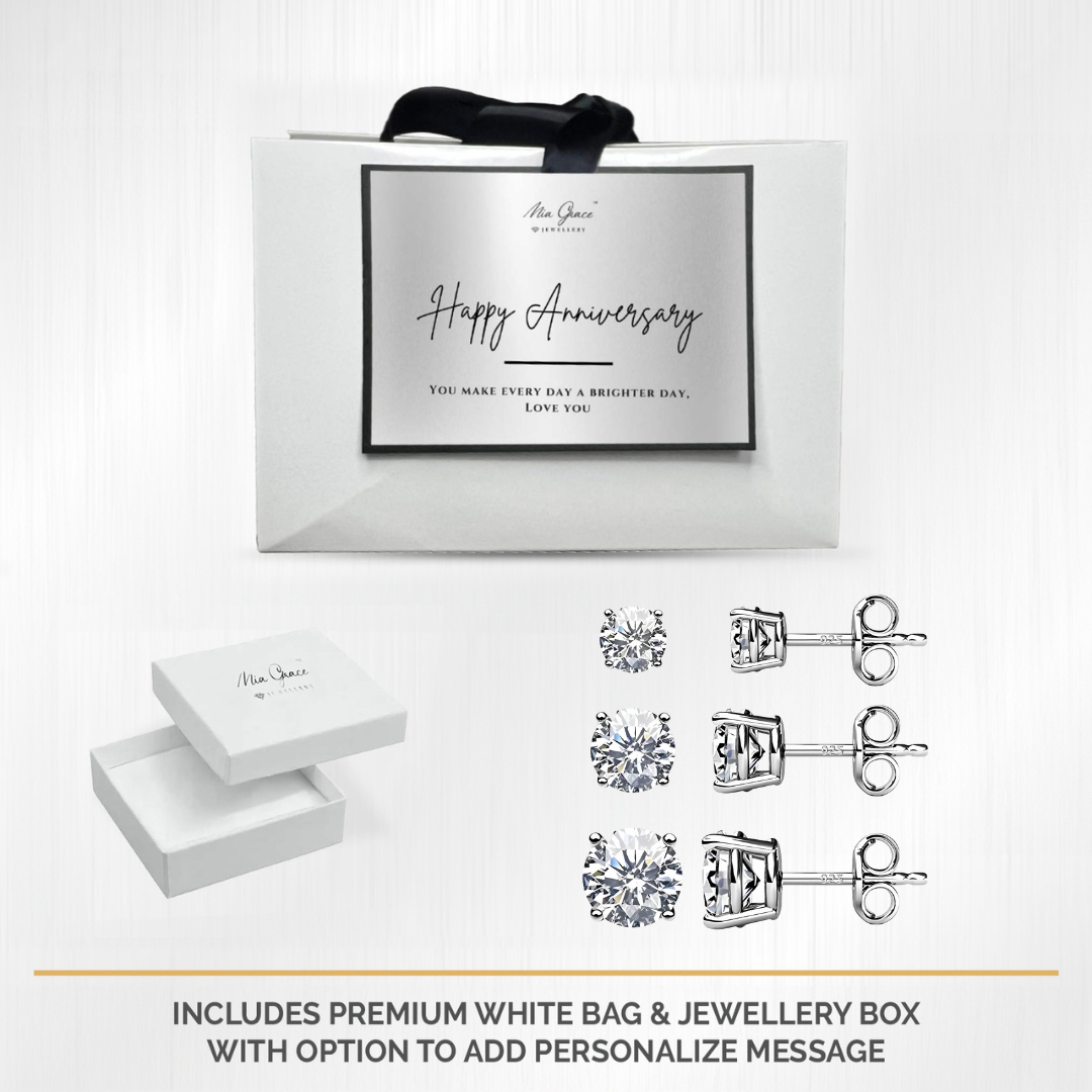 MGJ™ Sterling Silver Austrian Crystal Stud Earring Set of 3,