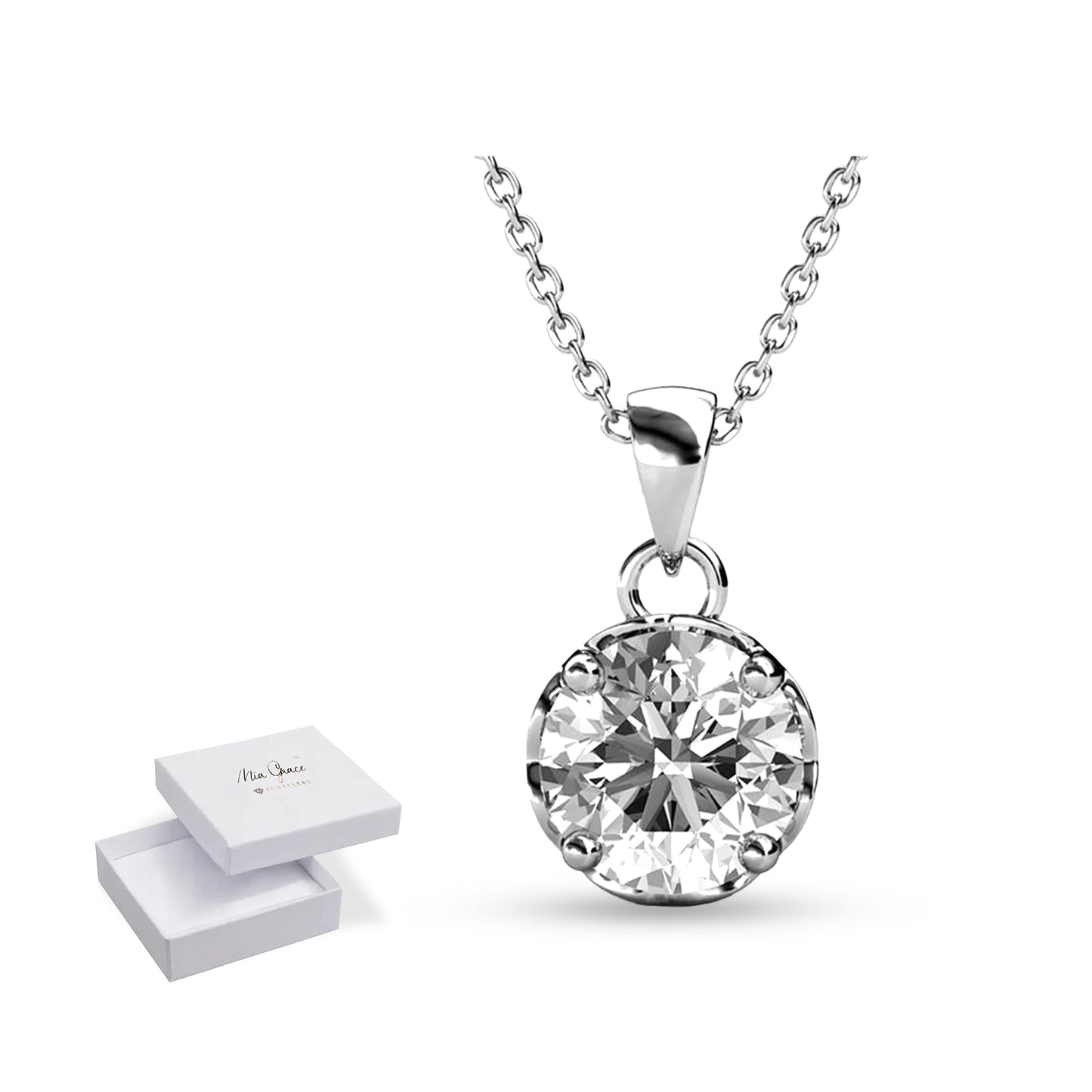 Mia Grace Jewellery MGJ™ 1ct Moissanite Pendant Necklace 925 Sterling Silver
