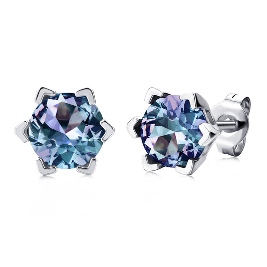 Silver 925 Women Jewelry Round Cut Alexandrite Gemstone