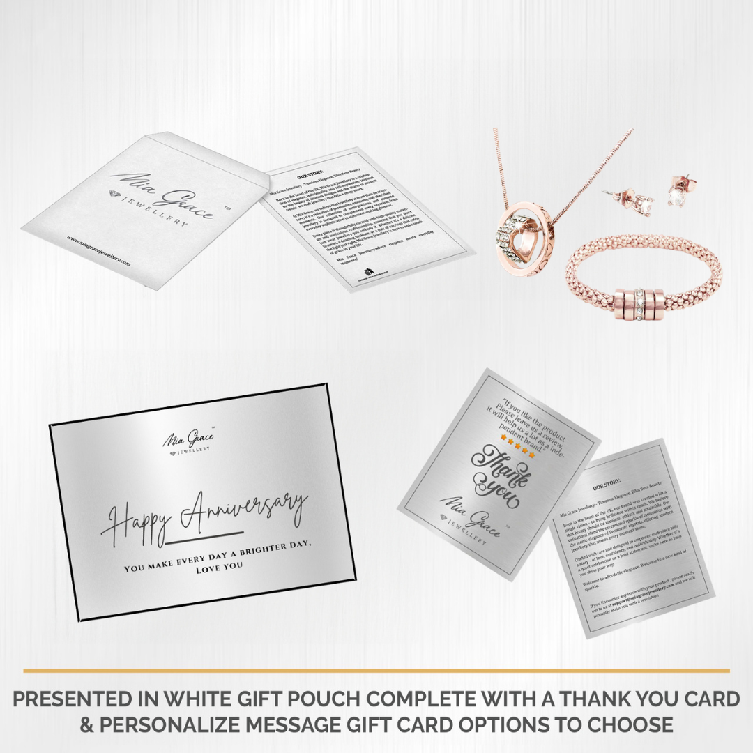 MGJ™ Women Three Piece Crystal Jewellery Set, Silver and Rose Gold,