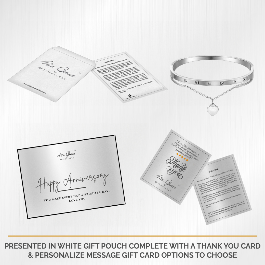 MGJ™ Crystal Silver Heart Charm Bangle Bracelet