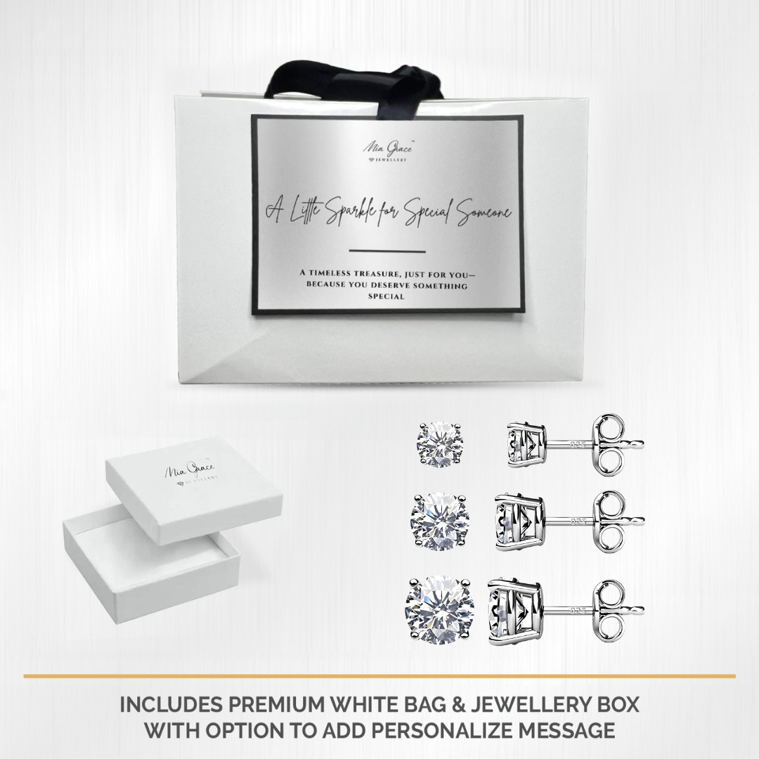 MGJ™ Sterling Silver Austrian Crystal Stud Earring Set of 3,