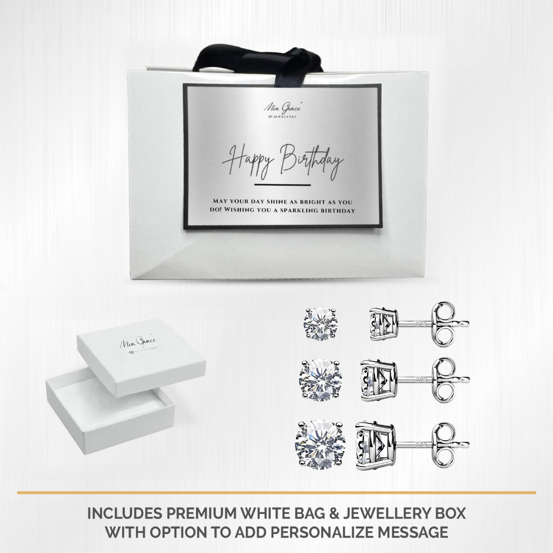 MGJ™ Sterling Silver Austrian Crystal Stud Earring Set of 3,