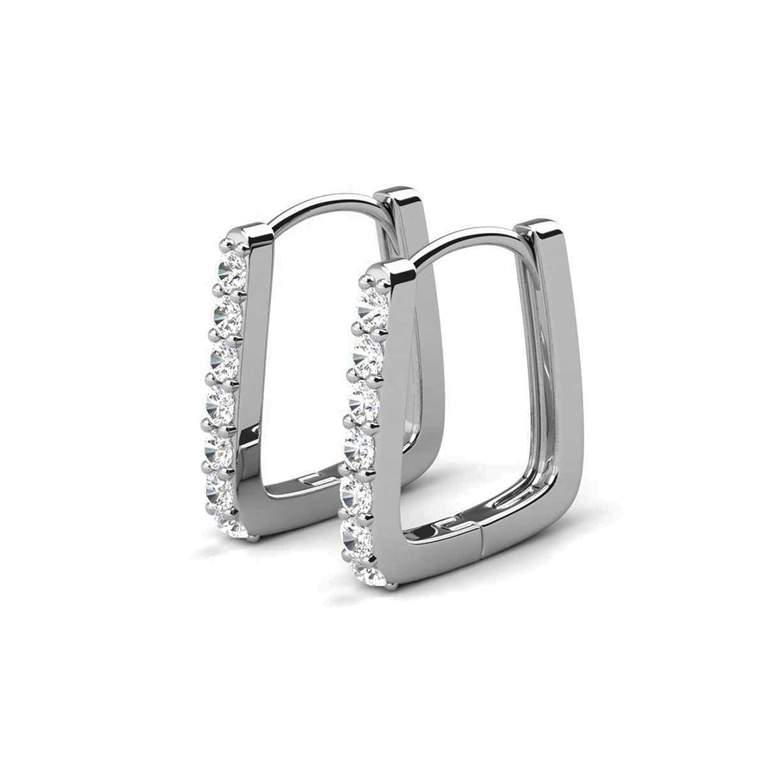 925 Silver White Gold Small Square Hoop Moissanite Diamond Earrings