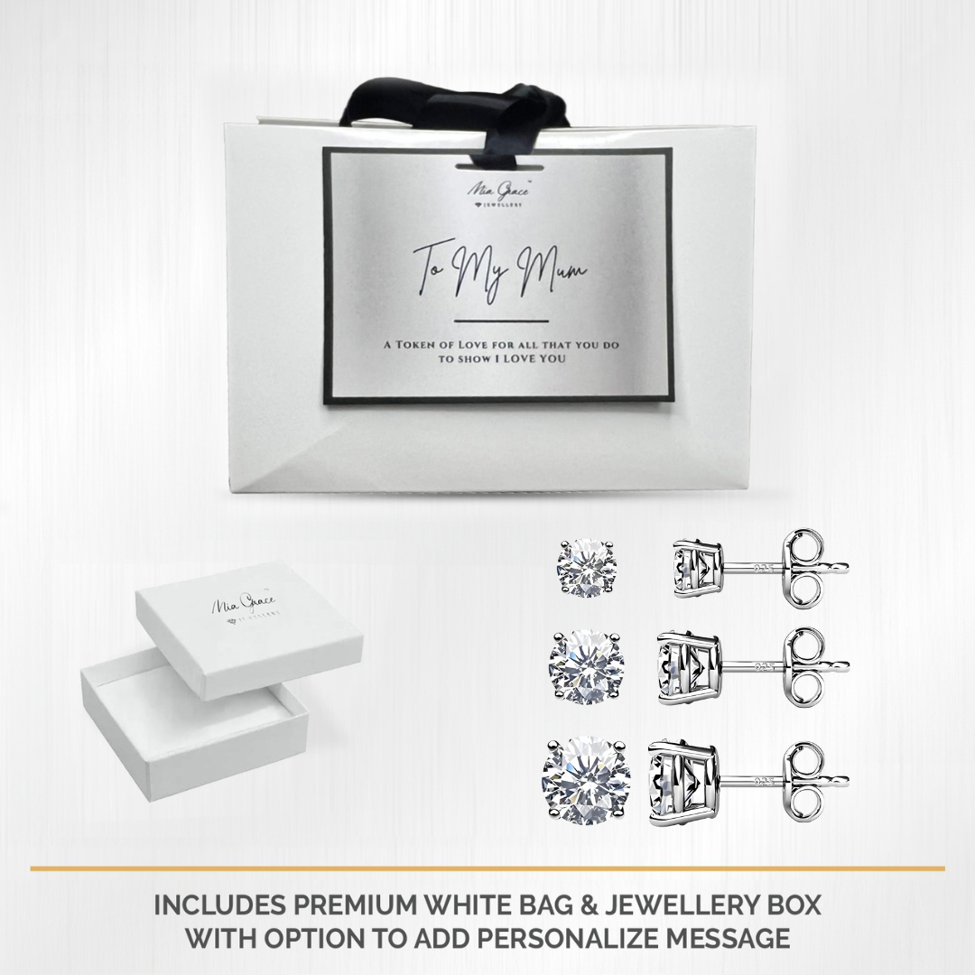 MGJ™ Sterling Silver Austrian Crystal Stud Earring Set of 3,
