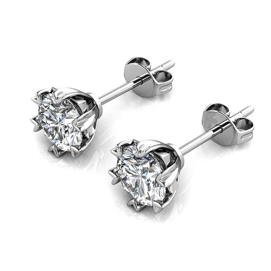MGJ™ 1ct Moissanite Earrings Mini Heart Studs 925 Sterling Silver 18K White Gold Plated