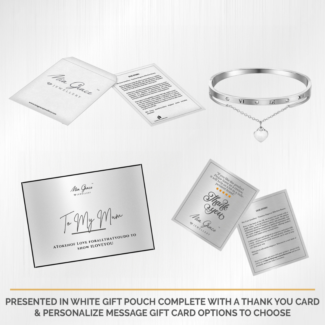 MGJ™ Crystal Silver Heart Charm Bangle Bracelet