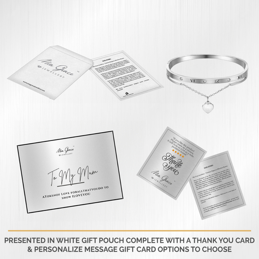 MGJ™ Crystal Silver Heart Charm Bangle Bracelet