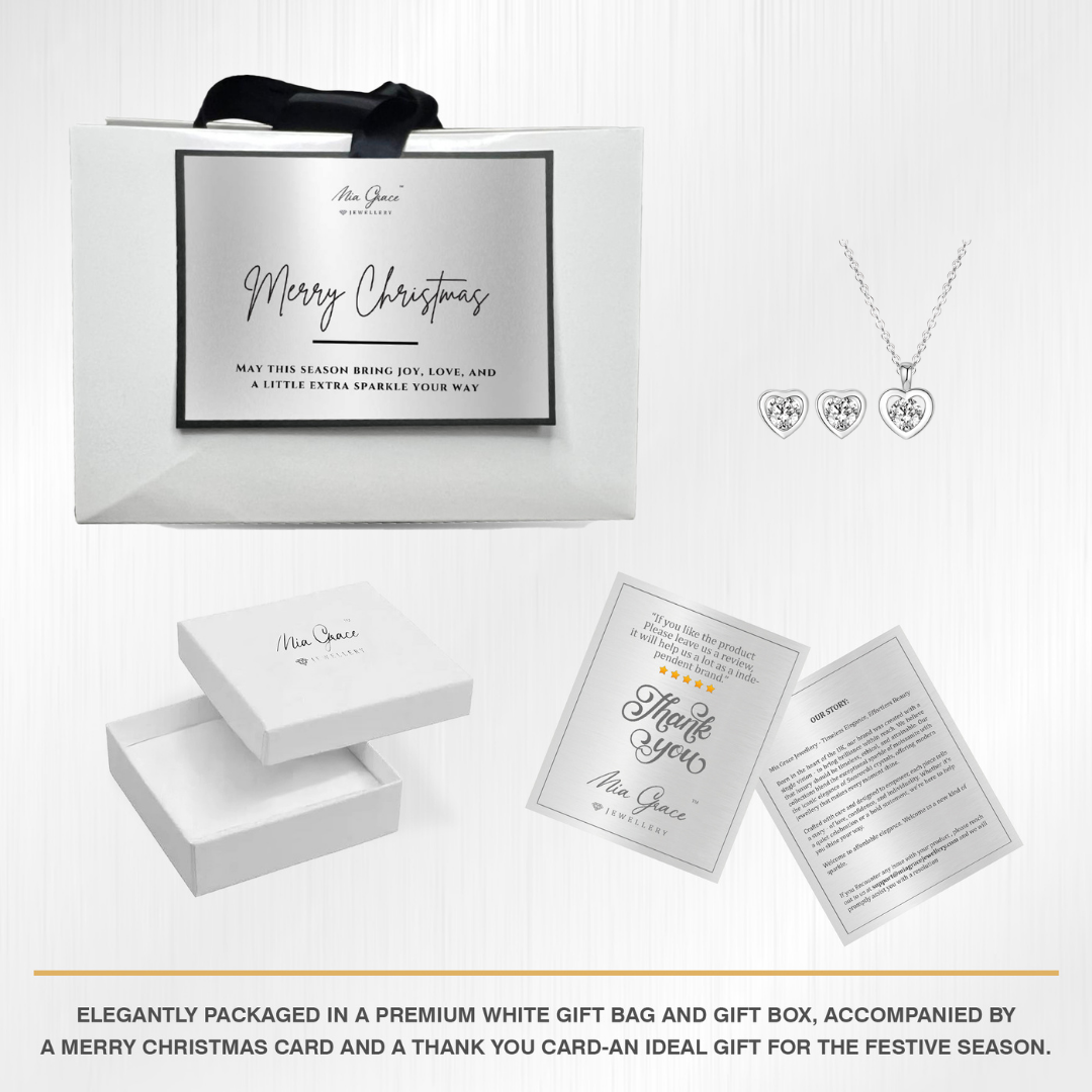 Two heart Pendant & Earring Set