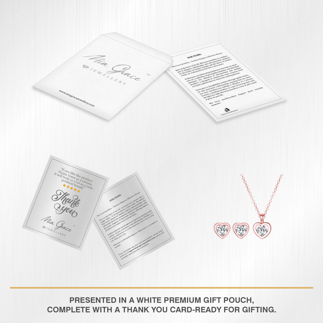 Two heart Pendant & Earring Set