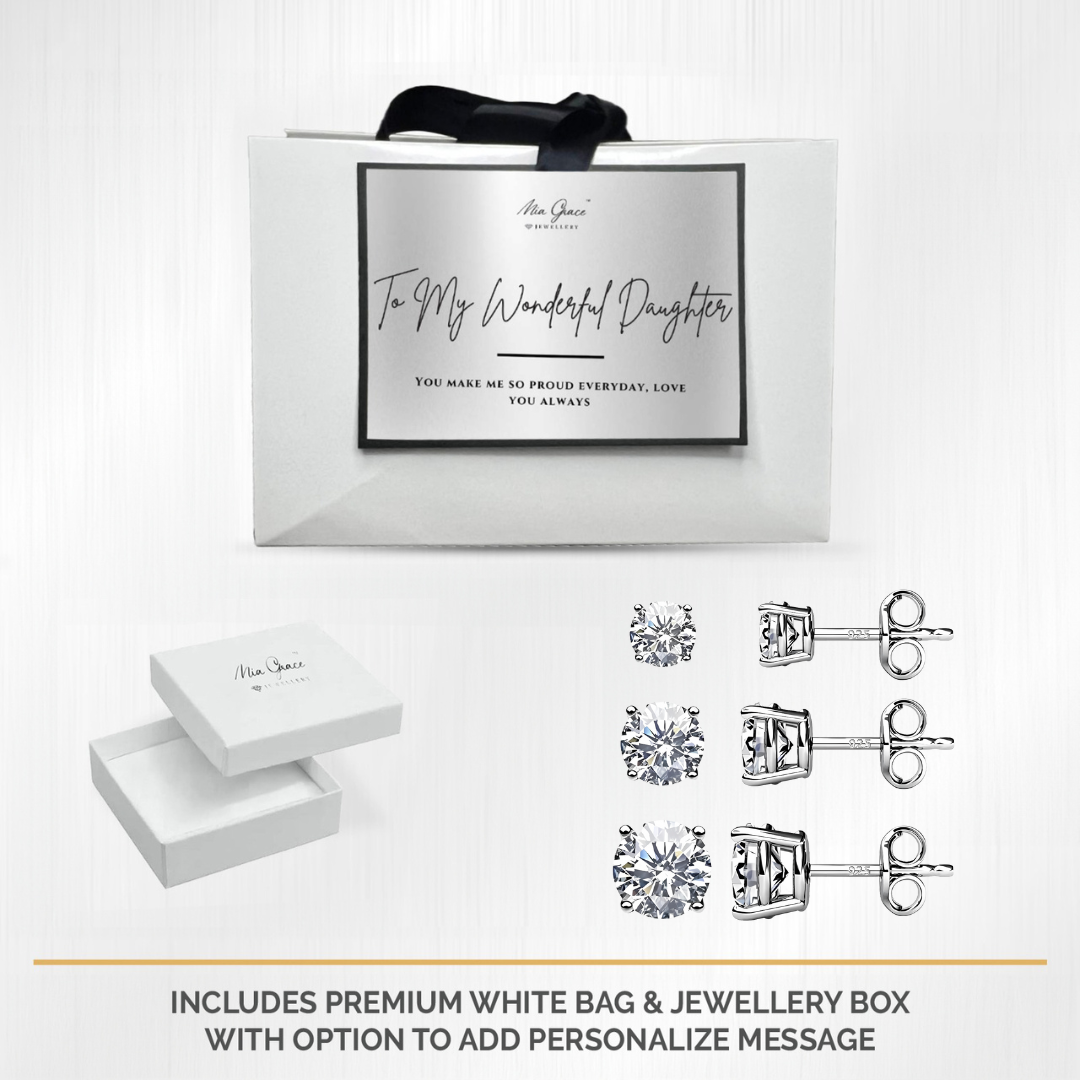 MGJ™ Sterling Silver Austrian Crystal Stud Earring Set of 3,