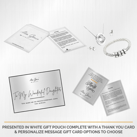 MGJ™ Women Three Piece Crystal Jewellery Set, Silver and Rose Gold,