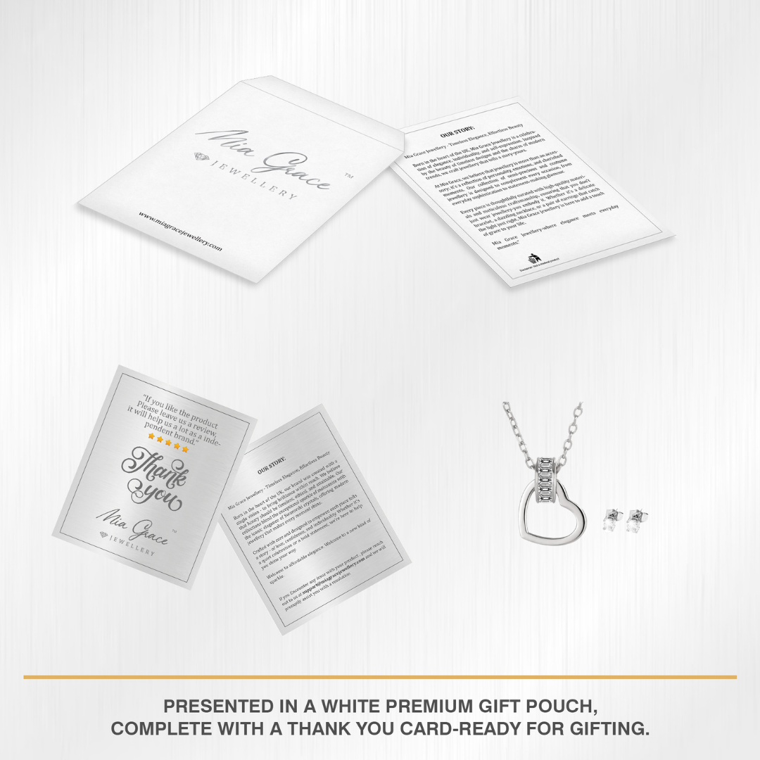 Heart Charm Pendant & Earrings