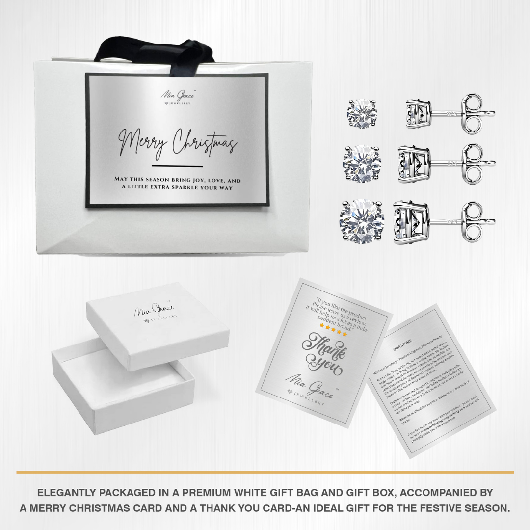 Swarovski Crystal Solitaire Earrings ( Set of 3)