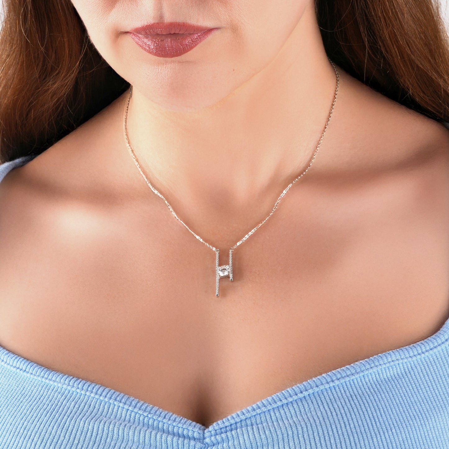 Mia Grace Jewellery MGJ™ 1ct Moissanite H Pendant Necklace | 925 Sterling Silver