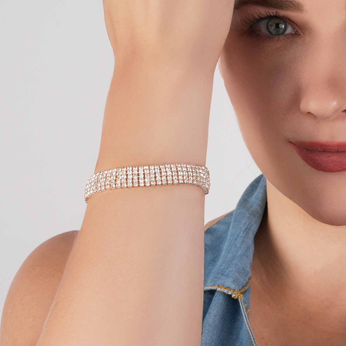 Five Row Bracelet Encrusted with Crystals from Swarovski