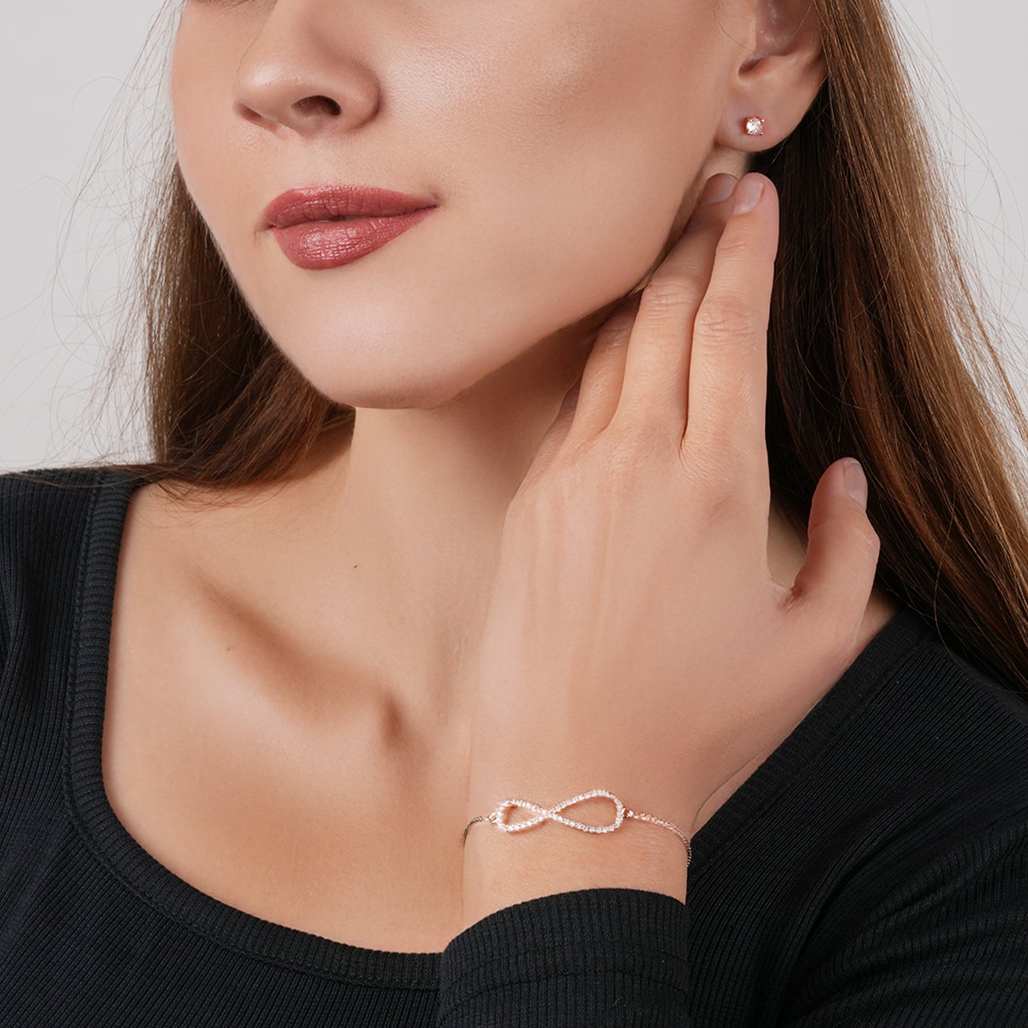 Infinity Bracelet & Earring Set Encrusted with Crystals from Swarovski