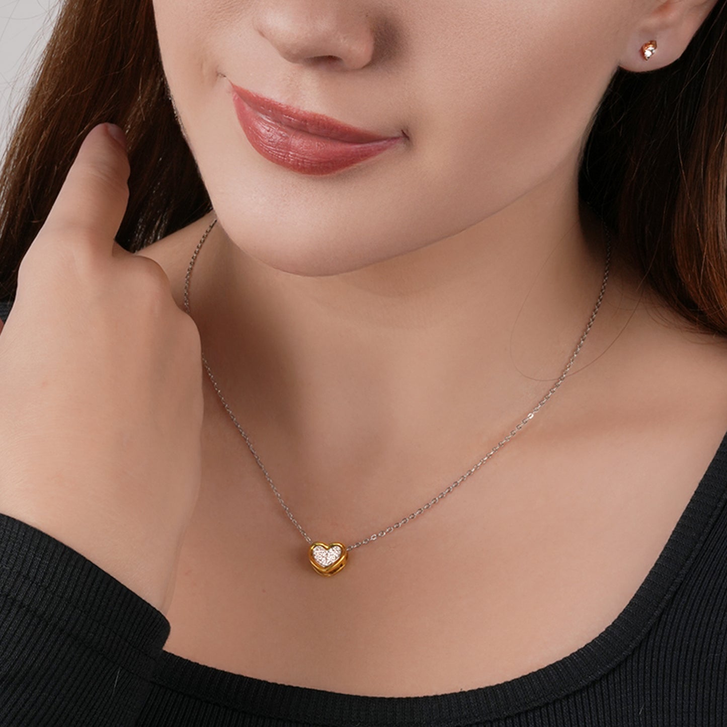 Two become One heart Pendant and earrings