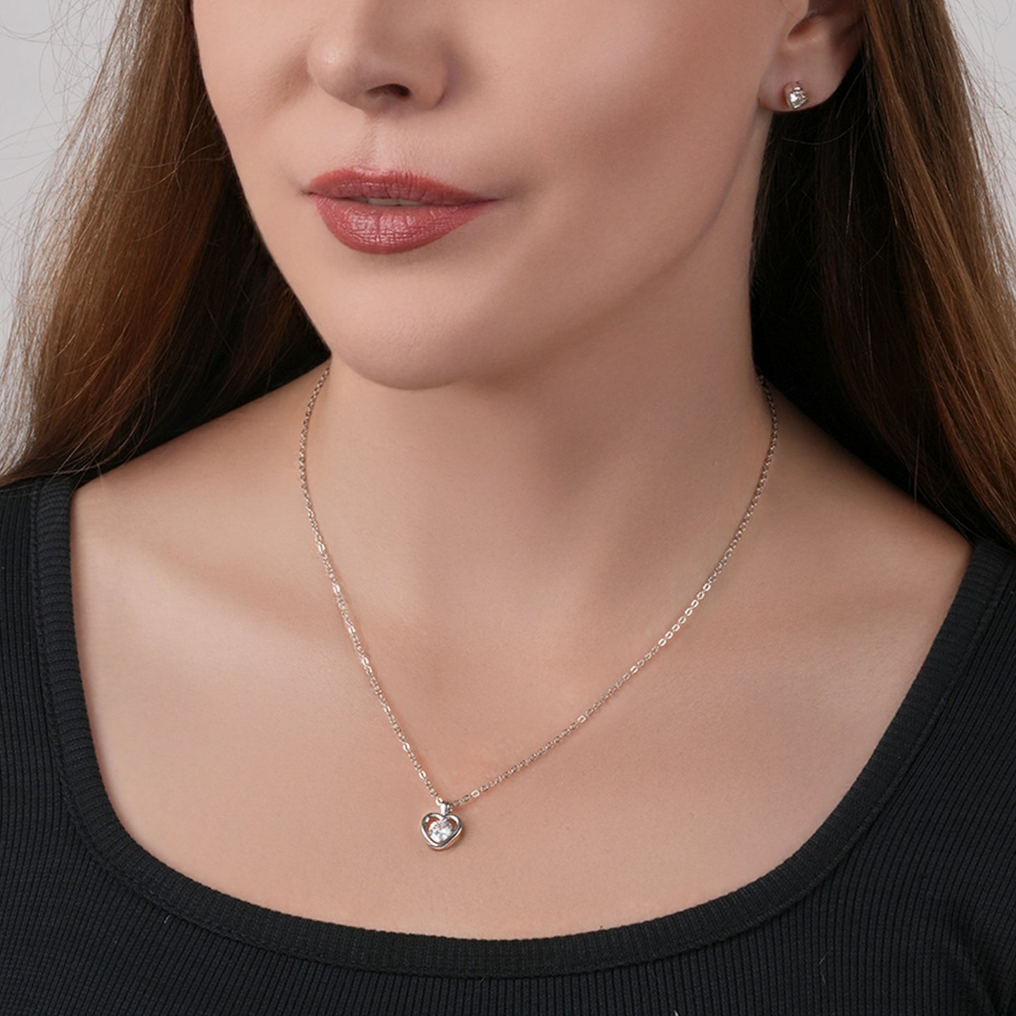 Two heart Pendant & Earring Set