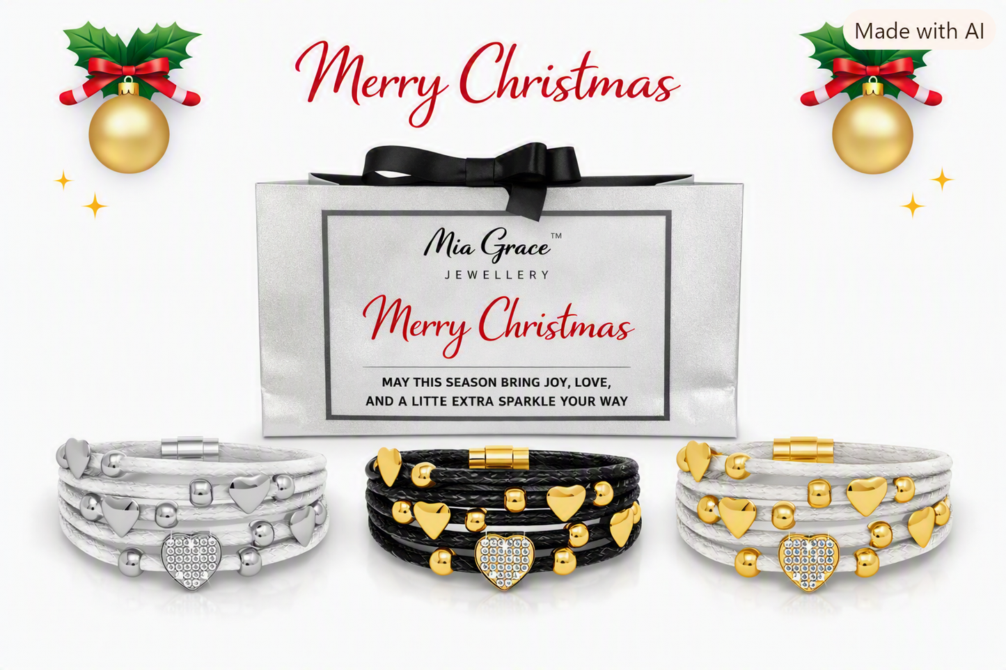Merry Christmas Leather Bracelet Gift Set