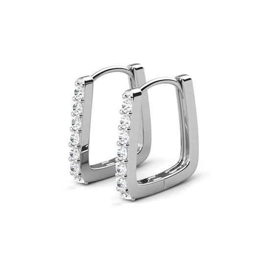 925 Silver White Gold Small Square Hoop Moissanite Diamond Earrings