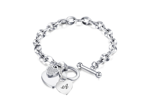 Heart Toggle Initial Bracelet