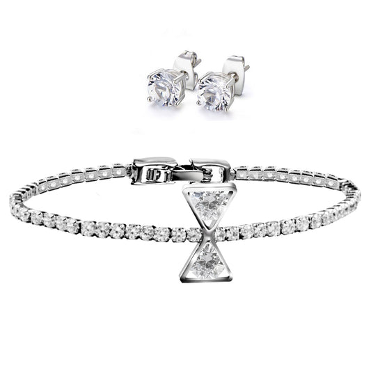 Crystal Bow Tennis Bracelet & Earrings