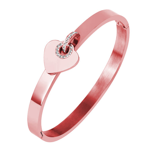 Heart Charm Cuff Bangle