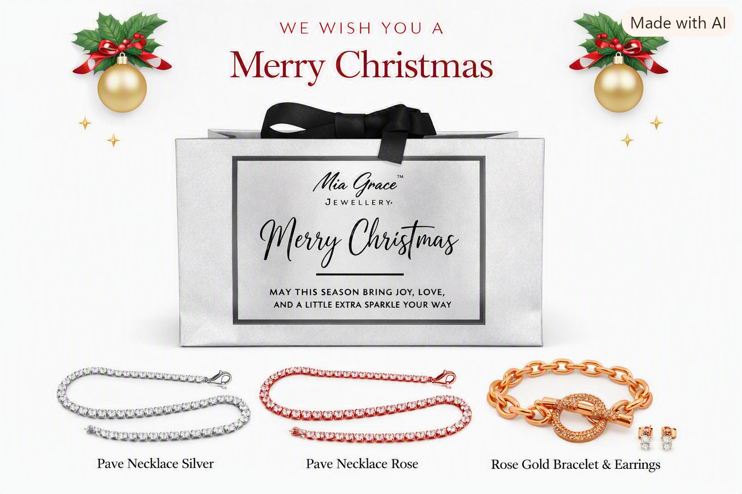 Necklace & Bracelet Merry Christmas Gift Set