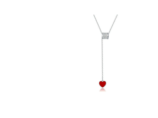 Drop Heart Pave Necklace