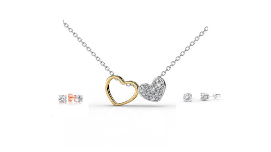 Two become One heart Pendant and earrings