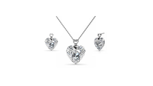 Clear Heart Set Silver