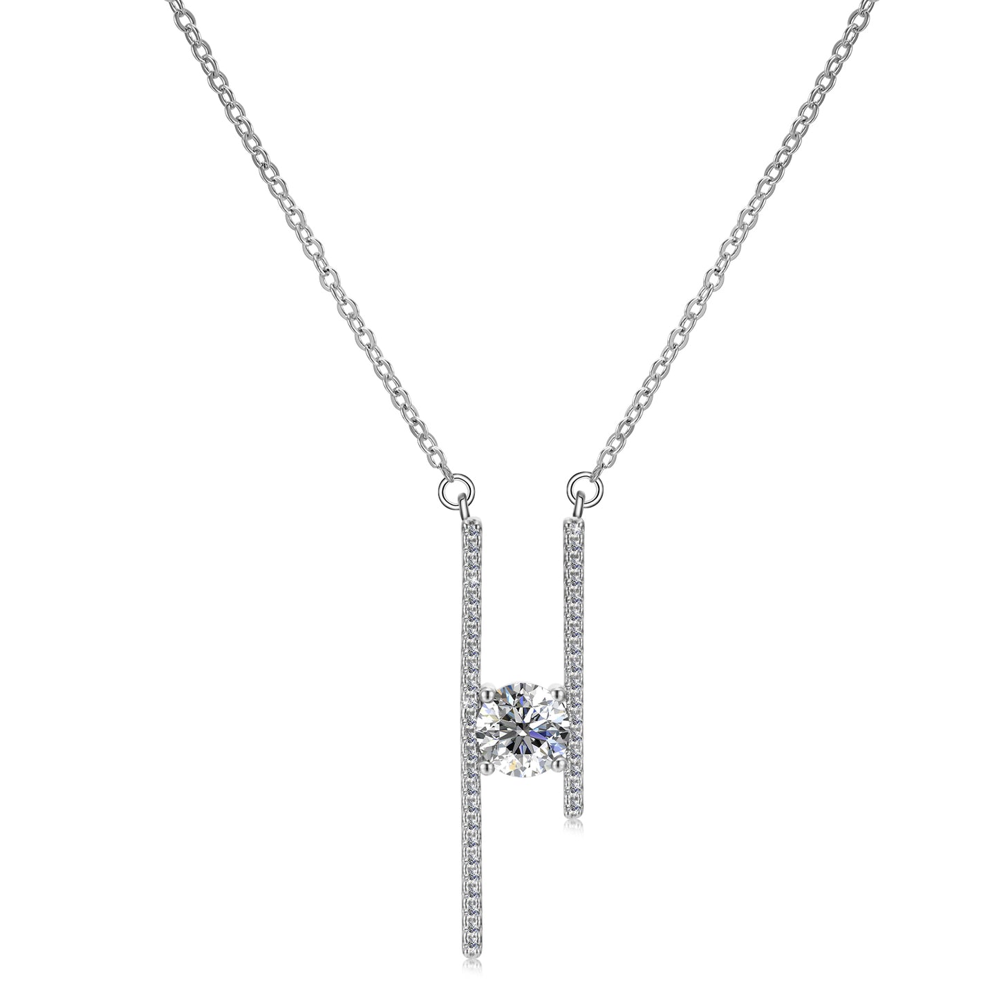 Mia Grace Jewellery MGJ™ 1ct Moissanite H Pendant Necklace | 925 Sterling Silver